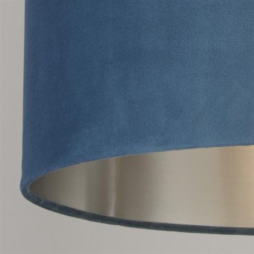 Searchlight Velvet Drum - abat-jour - Ø 28 x 18 cm - bleu-vert et argenté