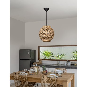 Nova Luce Griffin - lampe suspendue - Ø 30,5 x 215 cm - brun clair