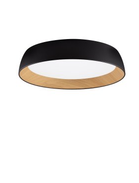 Nova Luce Sigi - plafonnier - Ø 60 x 12 cm - 50W dimmable LED inclus - noir sablé et bois