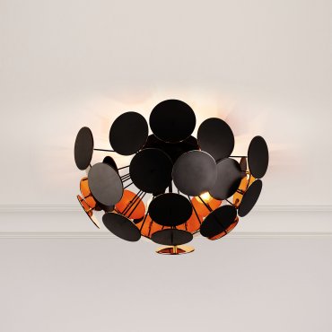 Searchlight Discus - plafonnier - Ø 52 x 27 cm - noir et or