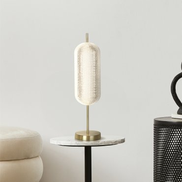 Searchlight Capsule - lampe à poser - Ø 15 x 60 cm - 17W LED dimmable inclus - laiton satiné