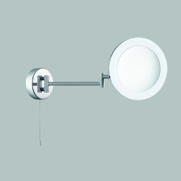 Searchlight Miroirs de salle de bains - miroir avec éclairage et interrupteur à tirette - 40 x 20 x 20 cm - 3W LED dimmable inclus - IP44 - chrome