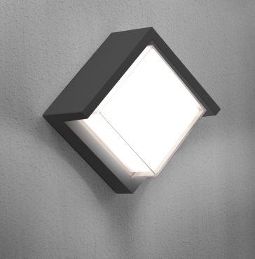 Century Italia Pura - lampe murale/plafonnier - 16 x 16 x 10 cm - 10W LED inclus - IP65 - anthracite