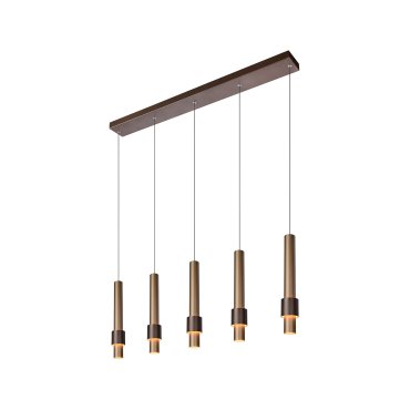 Lucide Margary - lampe suspendue - 103 x 8 x 169 cm - 5 x 4,2W LED dimmable inclus - café