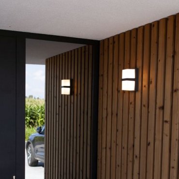 Lutec Stela - applique murale extérieure - 9,5 x 19 x 11,2 cm - 14W LED inclus - IP54 - gris foncé