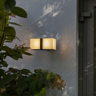 Lutec Cuba - applique/plafonnier extérieur - 10 x 14 x 21 cm - 2 x 12,2W LED inclus - IP54 - noir