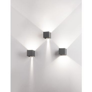 Nova Luce Como - Applique d'extérieur - 11,2 x 11,2 x 11,2 cm - 2 x 3W LED inclus - IP54 - gris foncé