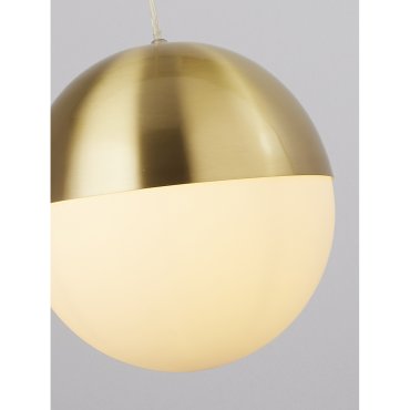 Searchlight Endor - lampe suspendue - Ø 25 x 150 cm - laiton satiné et blanc opale