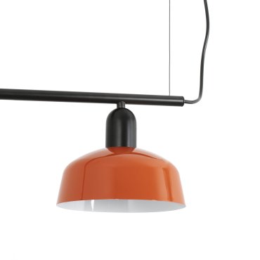 Faro Tatawin S - suspension - 100 x 18,4 x 210 cm - noir satiné et orange rougeâtre brillant
