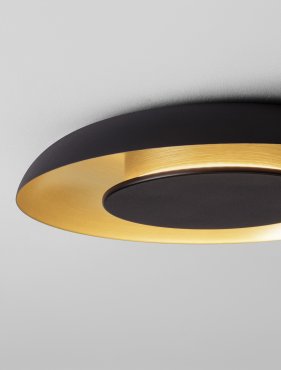 Nova Luce Epos - plafonnier - Ø 40 x 6 cm - 24W dimmable LED inclus - noir sablé et or brossé