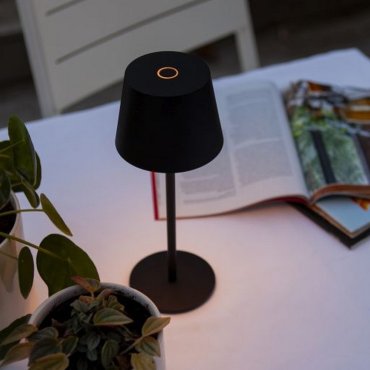 Lutec Roble - lampe de table d'extérieur rechargeable - Ø 11 x 28 cm - 1,1W LED inclus - IP54 - noir