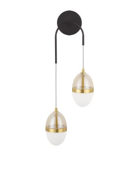 Nova Luce Egna - applique murale - 27 x 76 x 14,5 cm - 24W LED inclus - opale, verre cognac, or et noir