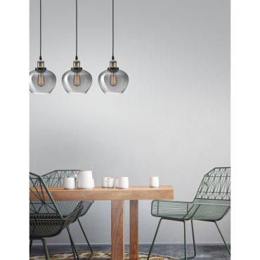 Nova Luce Cedro - lampe suspendue 3L - 80 x 130 cm - verre fumé