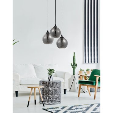 Nova Luce Adelina - lampe suspendue - Ø 30 x 120 cm - verre fumé