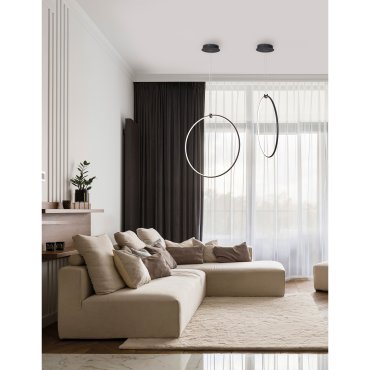 Nova Luce Ring - lampe suspendue - 68 x 21 x 120 cm - 28W dimmable LED inclus - sand black