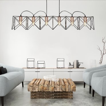 Searchlight Anthea - lampe suspendue - 110 x 19 x 145 cm - noir et cuivre