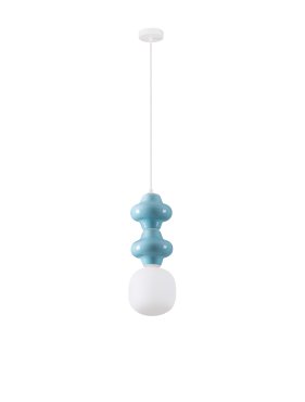 Nova Luce Clio - lampe suspendue - Ø 18 x 215 cm - bleu, blanc et verre opale