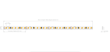 Klus Bande LED - largeur 0,5cm, longueur 500cm - 24Vdc - dimmable - 9,1W LED par mètre - 196 LED par mètre - IP20 - 3000K