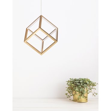 Nova Luce Gabbia - lampe suspendue - 25 x 25 x 190 cm - 45W LED dimmable inclus - or