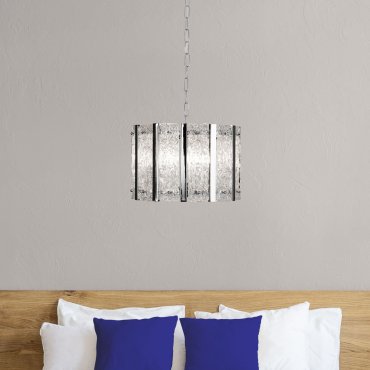 Searchlight Alexandra - lampe suspendue - Ø 39 x 150 cm - argent satiné