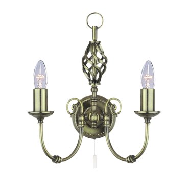 Searchlight Zanzibar - applique murale avec interrupteur à tirette - 27 x 33 cm - laiton antique