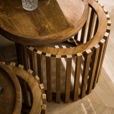 Vico Tweak - set de tables d'appoint - Ø 47 x 45 cm - bois de manguier