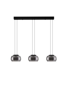 Nova Luce Bios - lampe suspendue - 82 x 167 x 18 cm - 25W dimmable LED inclus - noir mat et gris fumé