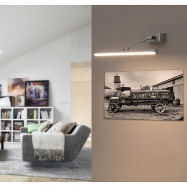 Faro Magritte - applique murale - 45 x 22,4 x 4 cm - 8W LED inclus - nickel satiné
