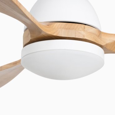 Faro Poros L - ventilateur de plafond avec lumière - Ø 132 cm - blanc mat et pin