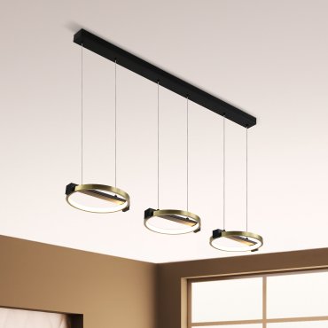 Searchlight Aerial - lampe suspendue - 106 x 150 cm - 35W LED dimmable inclus - noir et or