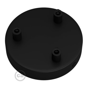 Creative Cables - cache plafond cylindrique en métal à 3 trous au design épuré avec support de câble en métal - Ø 120 mm - noir