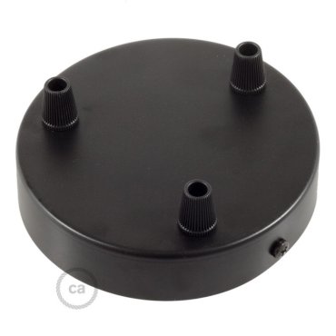 Creative Cables - capuchon de plafond métallique cylindrique à 3 trous au design épuré - Ø 120 mm - noir