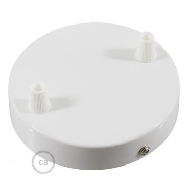 Creative Cables - rosace de plafond pour 2 points lumineux - Ø 12 x 2,5 cm - blanc brillant