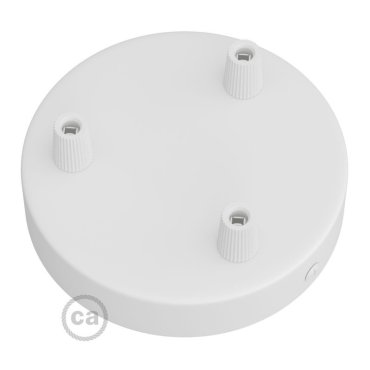 Creative Cables - capuchon de plafond métallique cylindrique à 3 trous au design épuré - Ø 120 mm - blanc