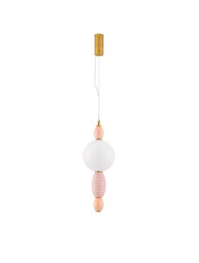 Nova Luce Obrie - lampe suspendue - Ø 20 x 180 cm - 12W LED inclus - laiton doré, orange et rose