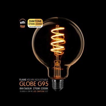 ETH LED Spiral Globe - Ø 9,5 cm - E27 - dimtone - 8W - 2700K à 2200K - or