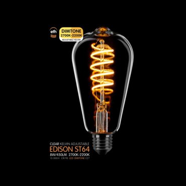 ETH LED Spiral Edison - E27 - dimtone - 8W - 2700K à 2200K - transparent