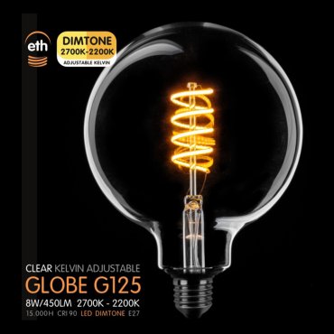 ETH LED Spiral Globe - Ø 12,5 cm - E27 - dimtone - 6W - 2700K à 2200K - transparent