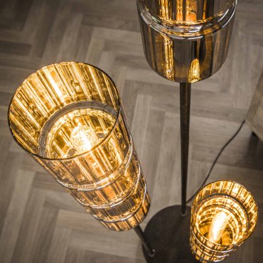 Vico Stepped Cylinder Glass - lampadaire - 155 cm - noir