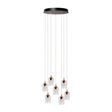 Lucide Berliane - lampe suspendue - Ø 39 x 164,5 cm - 7 x 3,8W LED dimmable inclus - transparent et doré