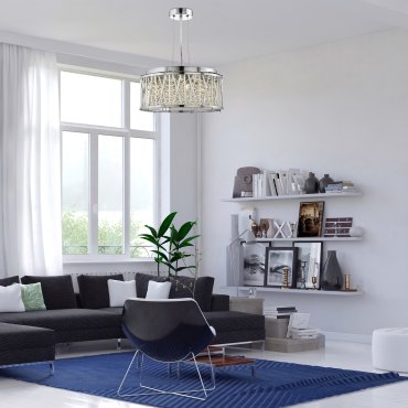 Searchlight Elise - lampe suspendue - Ø 35 x 110 cm - chrome