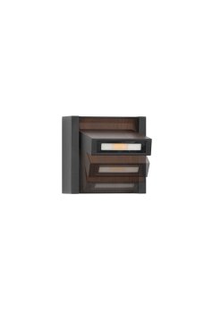 Nova Luce Kioo - applique murale extérieure - 14 x 14 x 8 cm - 10W LED inclus - IP65 - noir sablé et bois