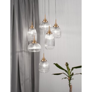 Nova Luce Mond - lampe suspendue - Ø 51 x 120 cm - or satiné et transparent
