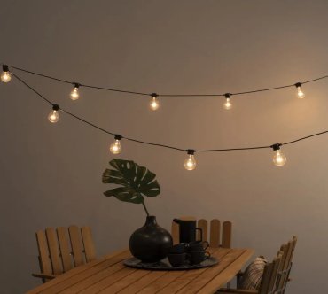 Konstsmide - set de lumières décoratives pour fêtes avec fonction dimmer - 4.5m de long avec 10m de cordon - 10 ampoules LED inclus - 4W -IP44 - noir