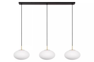 Lucide Elysee - lampe suspendue - 130 x 30 x 150 cm - noir, opale et laiton