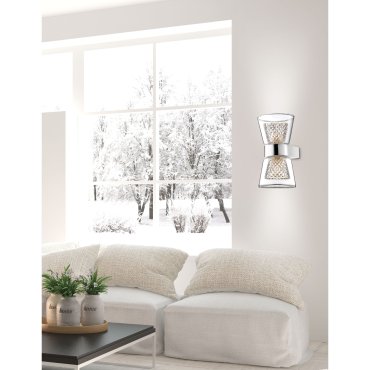 Nova Luce Boccale - applique murale - 12,6 x 12 x 18 cm - 2 x 33W halogène inclus - chrome et transparent
