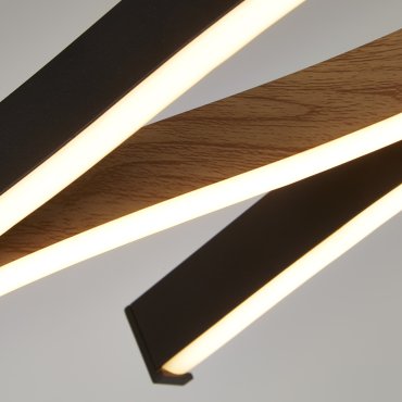Searchlight Bloom - lampe suspendue - 108 x 150 cm - 3 niveaux de gradation - 38W LED inclus - noir et bois