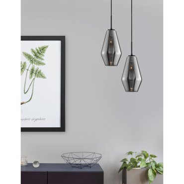Nova Luce Veiro - lampe suspendue - Ø 17 x 120 cm - noir et chrome