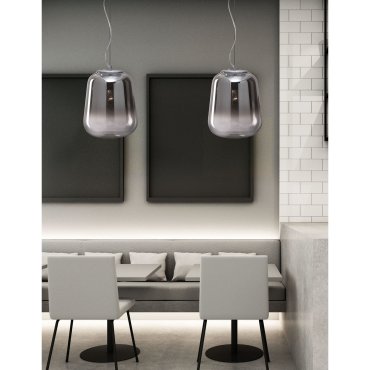 Nova Luce Oliverio - lampe suspendue - Ø 33 x 120 cm - verre fumé et chrome