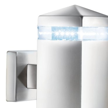 Searchlight India - Applique d'extérieur - 8 x 18 cm - 2W LED inclus - IP44 - argent satiné